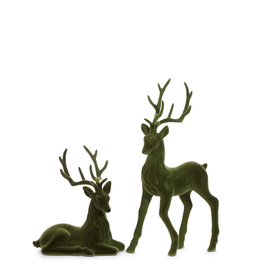 Green Flocked Deer | 15"