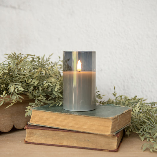 Charcoal Glass 3D Flame Candle | 5"