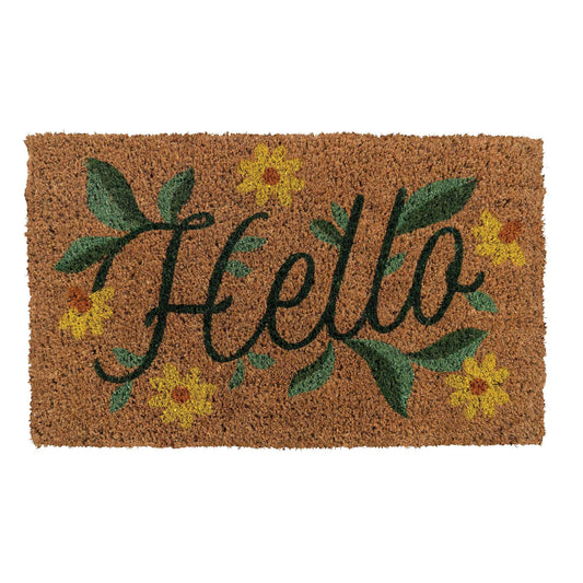 Hello Handwoven Coconut Fiber Doormat