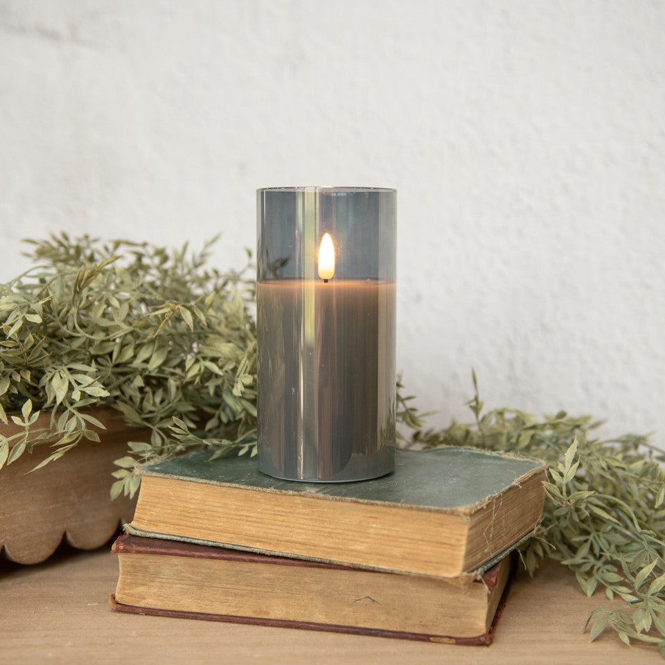 Charcoal Glass 3D Flame Candle | 6"