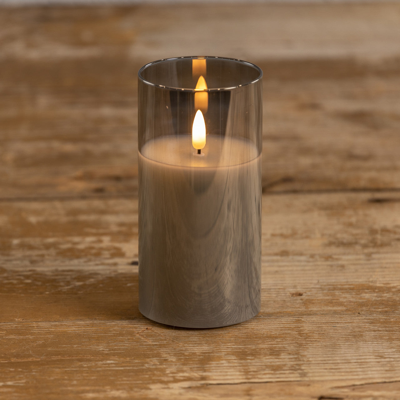 Charcoal Glass 3D Flame Candle | 6"