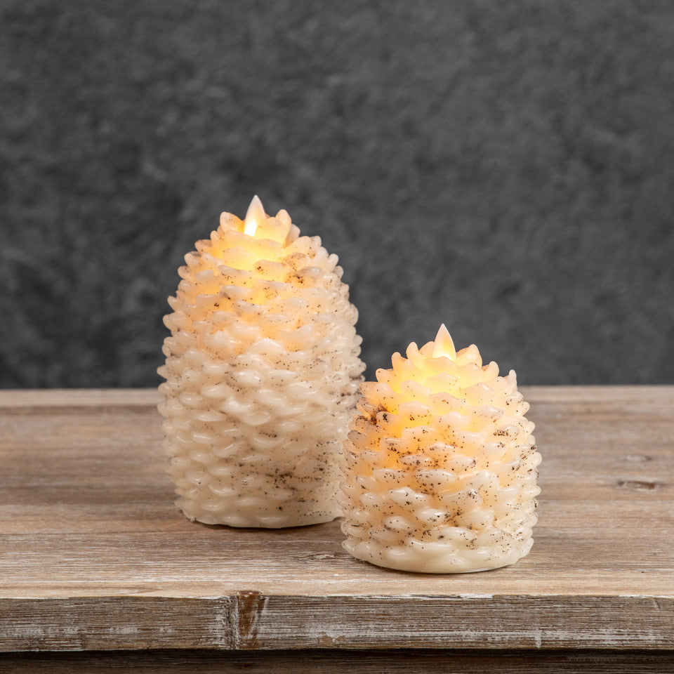 Moving Flame Cream Pinecone Candle | 4.25"