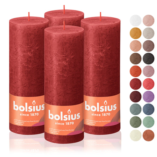 Rustic  Pillar Candle | Delicate Red | 2.75 X 7.5"