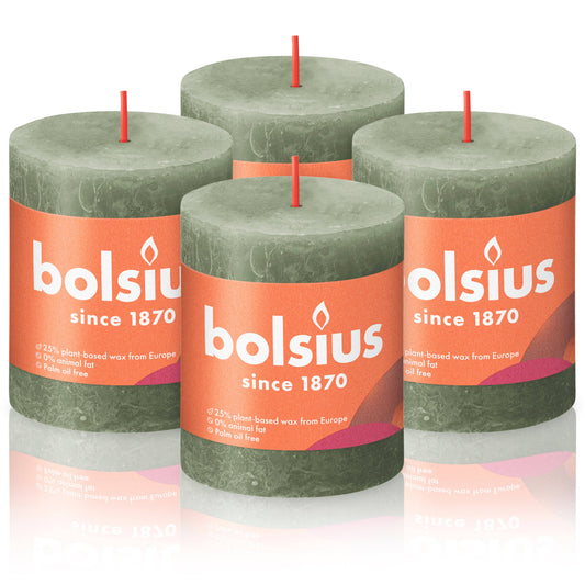 Rustic Pillar Candles | Fresh Olive | 2.75 X 3.25"