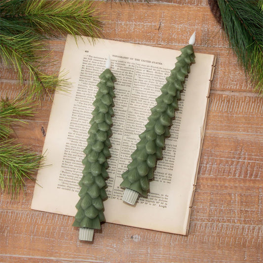 LED Taper Candle - Green Christmas Tree Taper