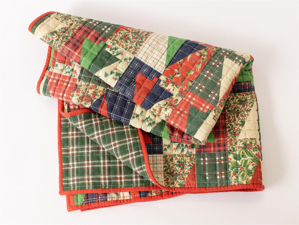 Vintage Christmas Patchwork Throw