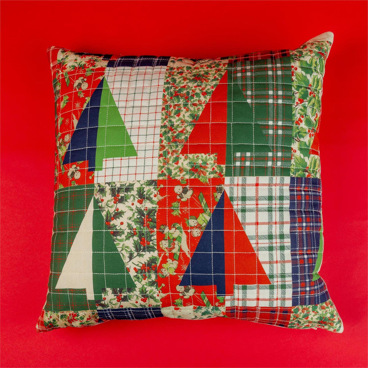Vintage Christmas Patchwork Pillow