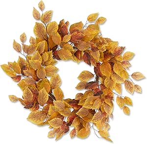 Golden Yellow & Rust Birch Leaves Wreath | 22"