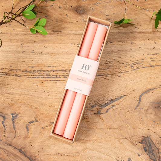 Coral Blush Taper Candle (Set of 2)