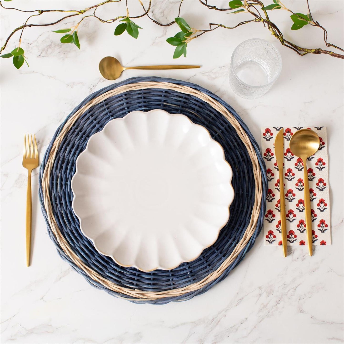 Blue Rattan Charger