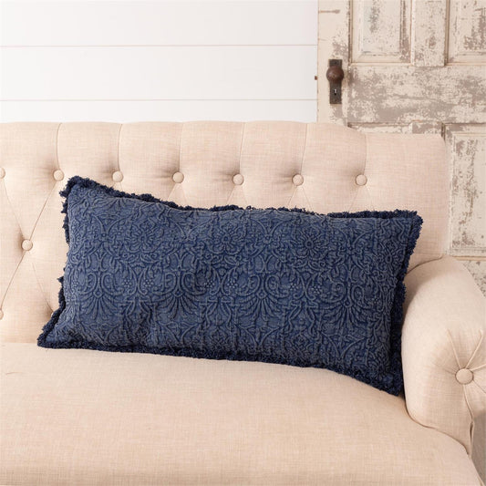 Matelasse Medallion, Indigo Lumbar Pillow