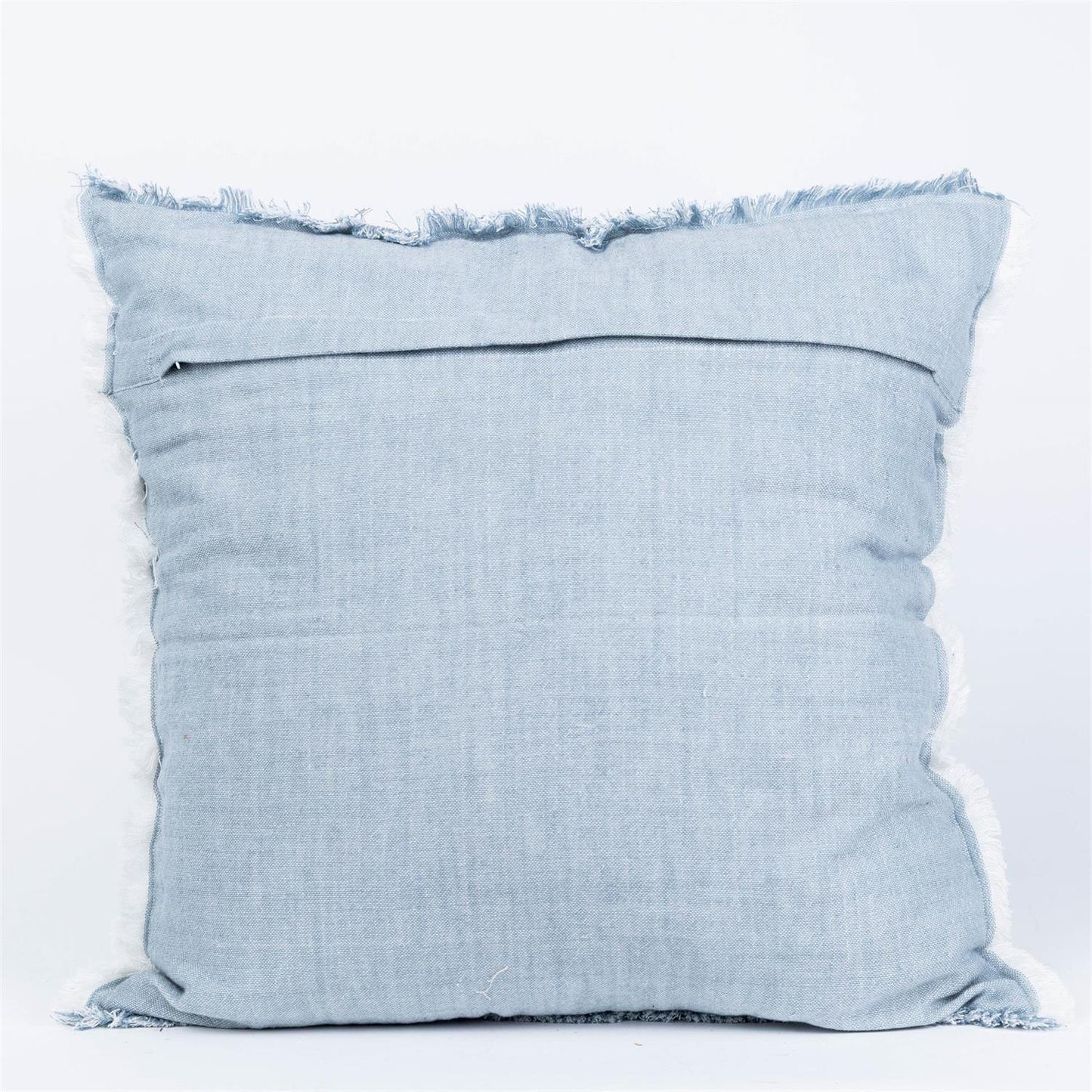 Soft Blue Chambray Fringe Edge Pillow
