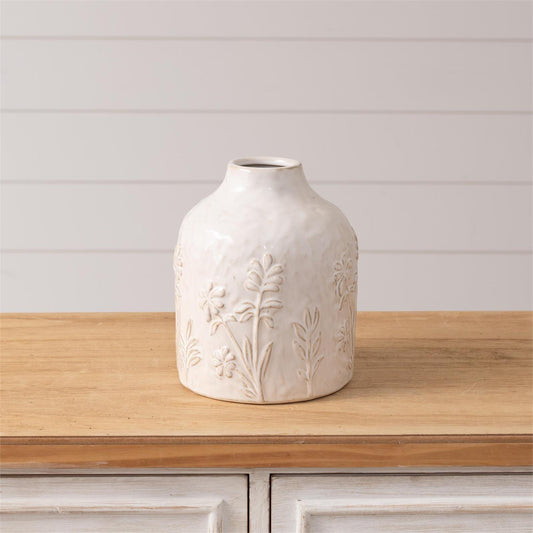 Small White Botanical Vase