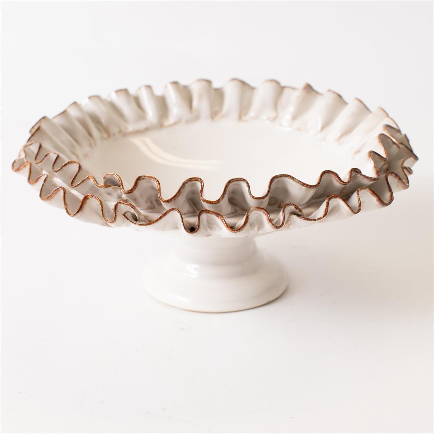 Compote With Hand Applied Ruffles