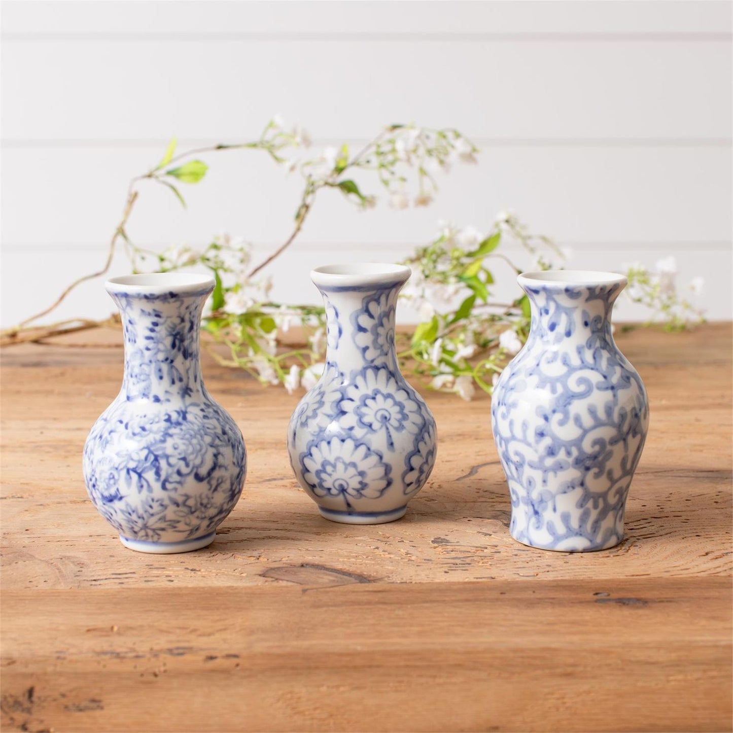 Bud Vases - Blue Floral
