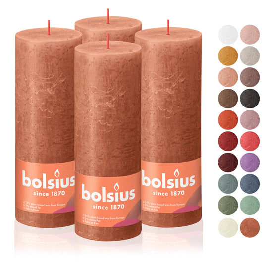 Rustic Pillar Candles | Rusty Pink | 2.75 X 7.5"