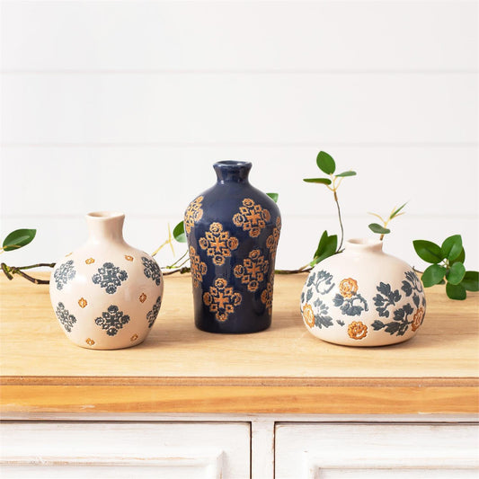 Blue Floral Motif Vases