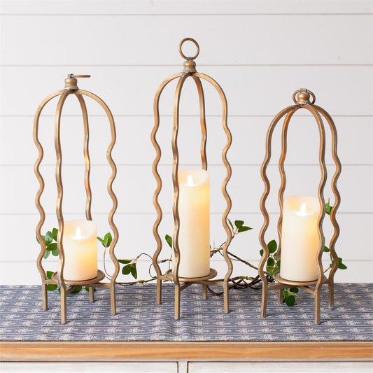 Wavy Cage Gold Candle Holder