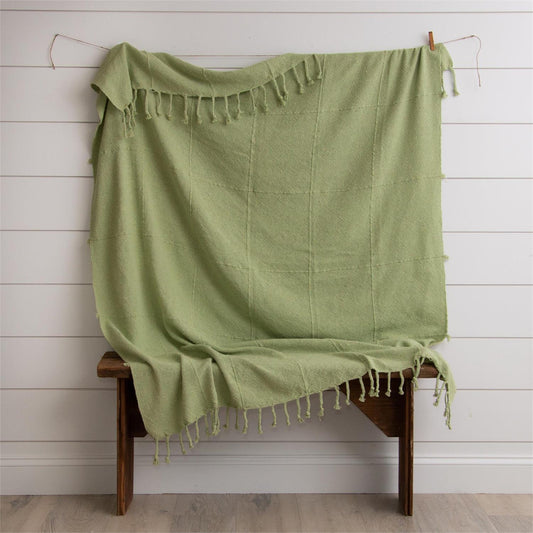 Green Throw with Tassels