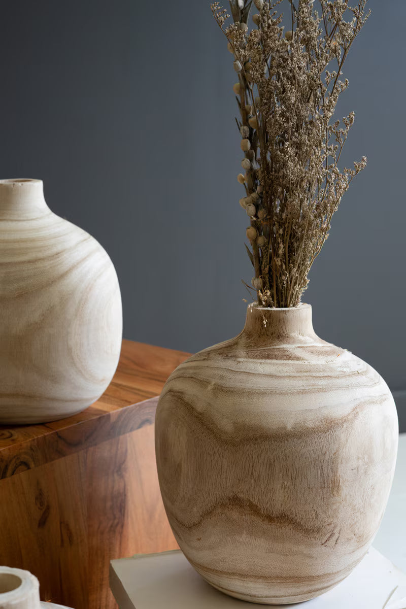 Carved Wooden Bulb Vases