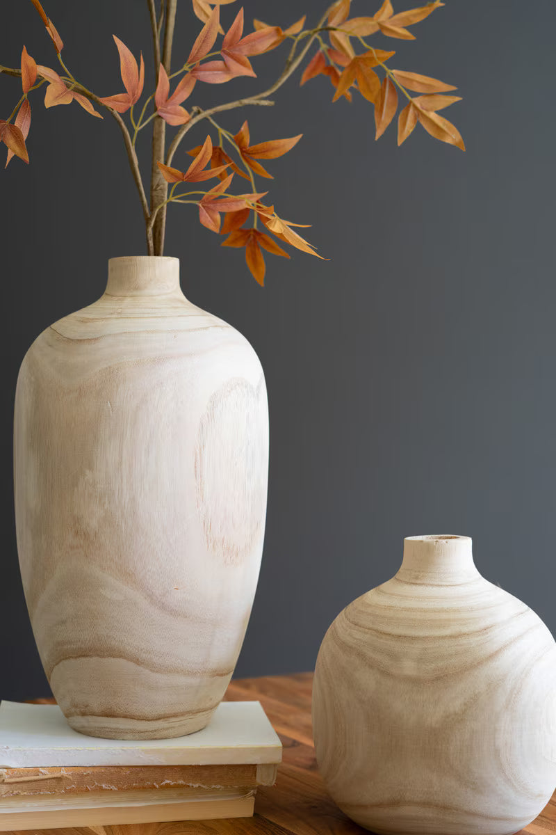 Carved Wooden Bulb Vases