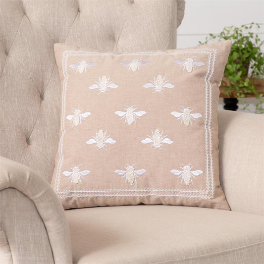 Embroidered Bees Pillow