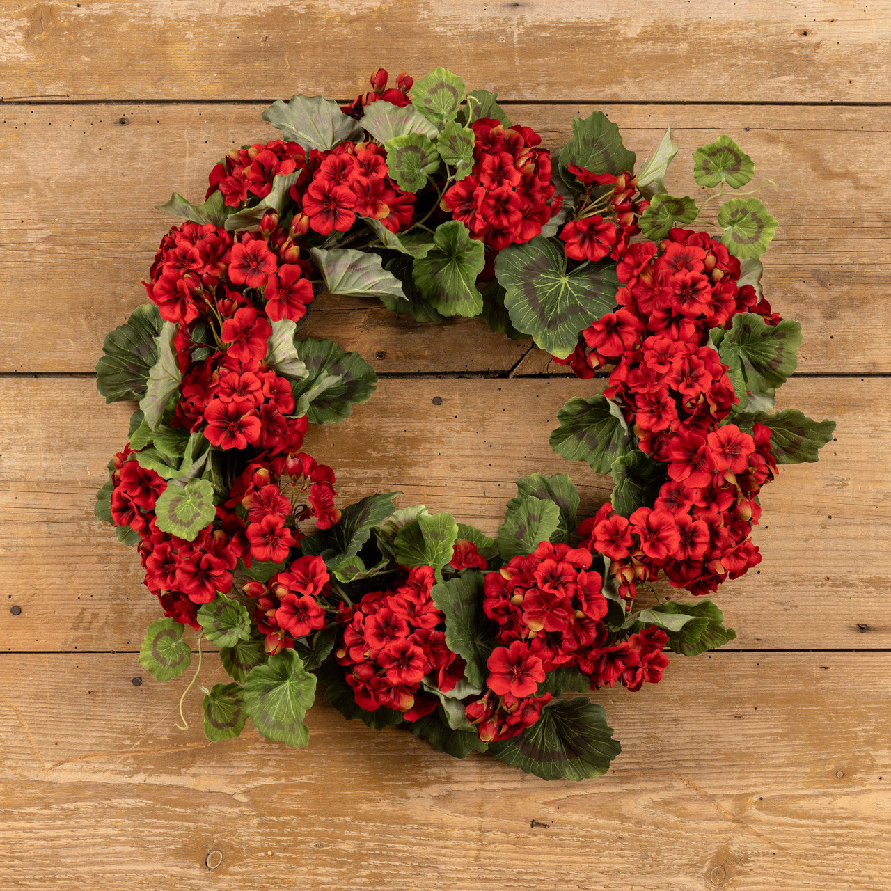Red Geranium Wreath | 22"