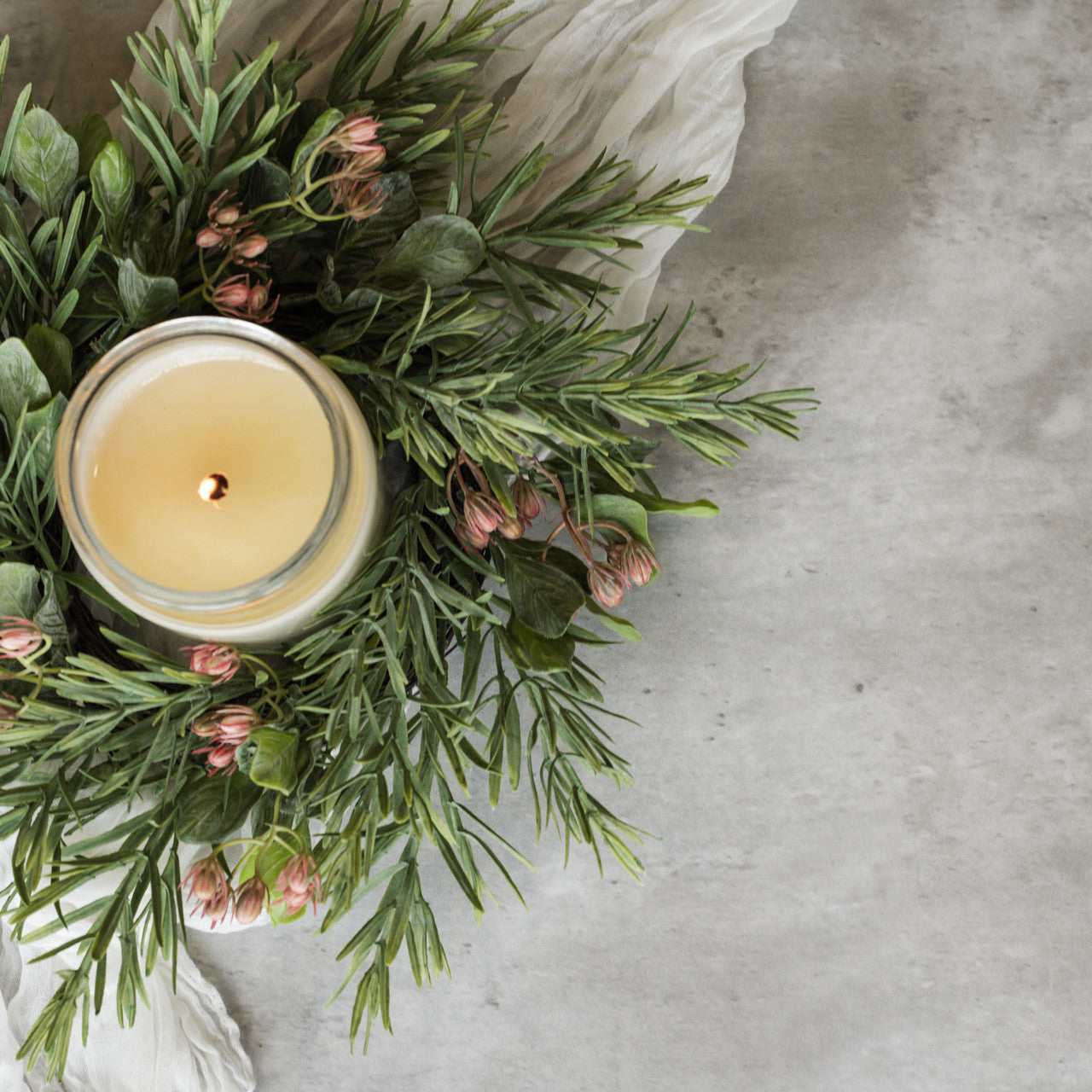 Rosemary w/Pink Berry Candle | 14"