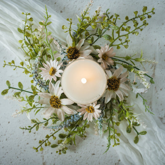 Pale Pink Wildflower Candle Ring | 12"