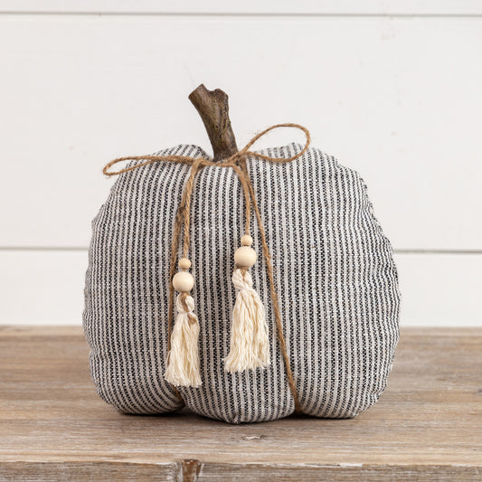 Black & White Striped Fabric Pumpkin