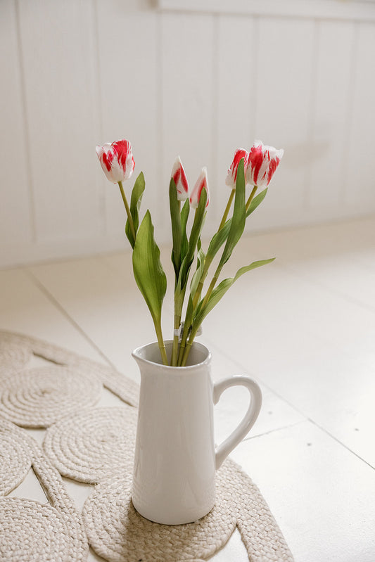 Real Touch Tulip | Red + White | 22.8"