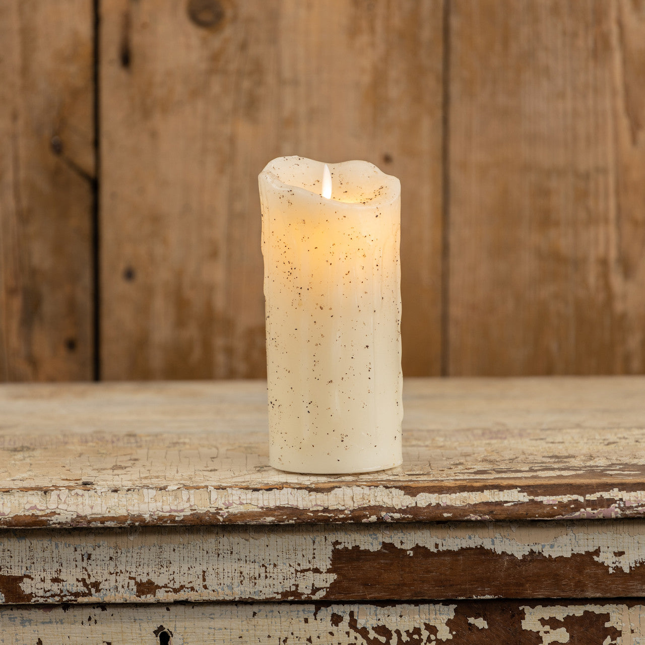 Moving Flame Cream Pillar Candle