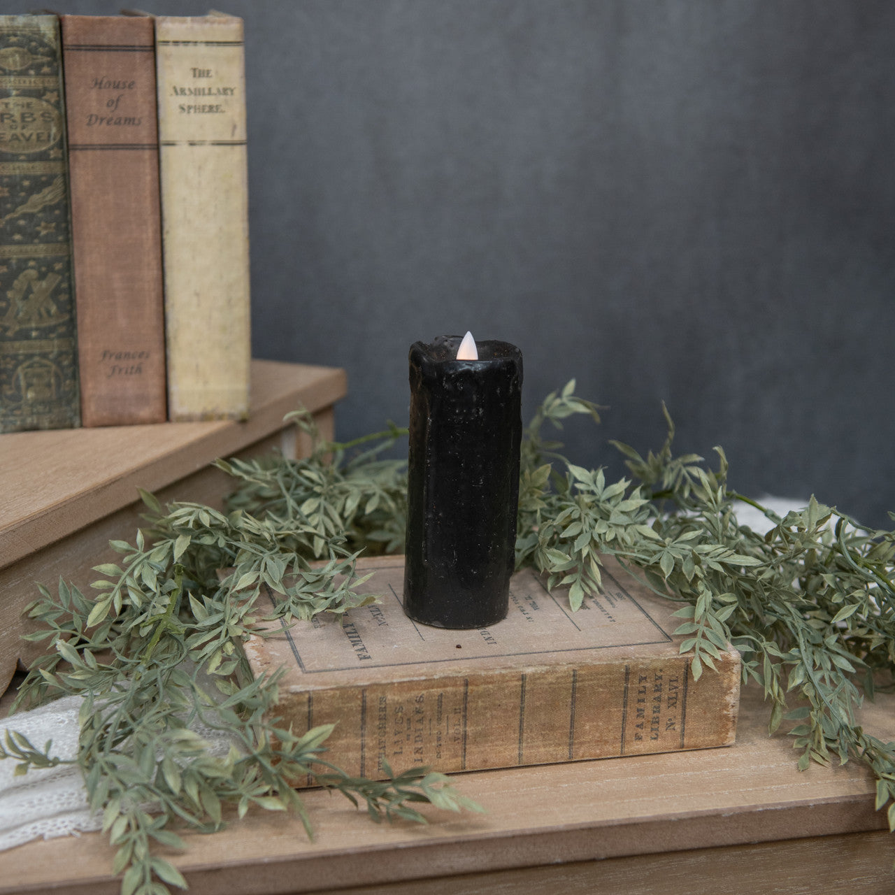 Moving Flame Black Pillar Candle | 2x5"