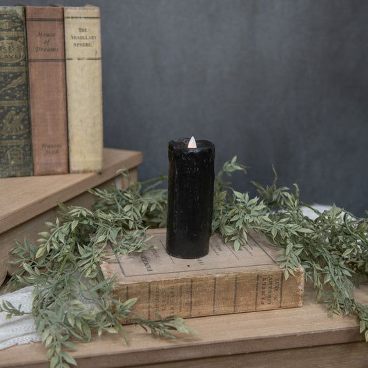 Moving Flame Black Pillar Candle | 2x5"
