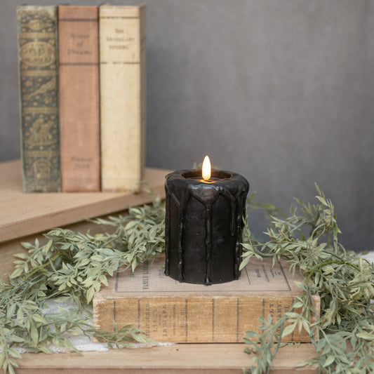 Moving Flame Black Pillar Candle
