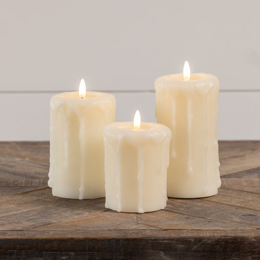 Moving Flame Pillar Candle Cream