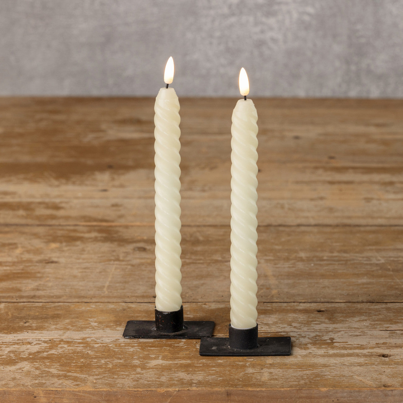 Twist Cream Taper Set | 3D LED Flame