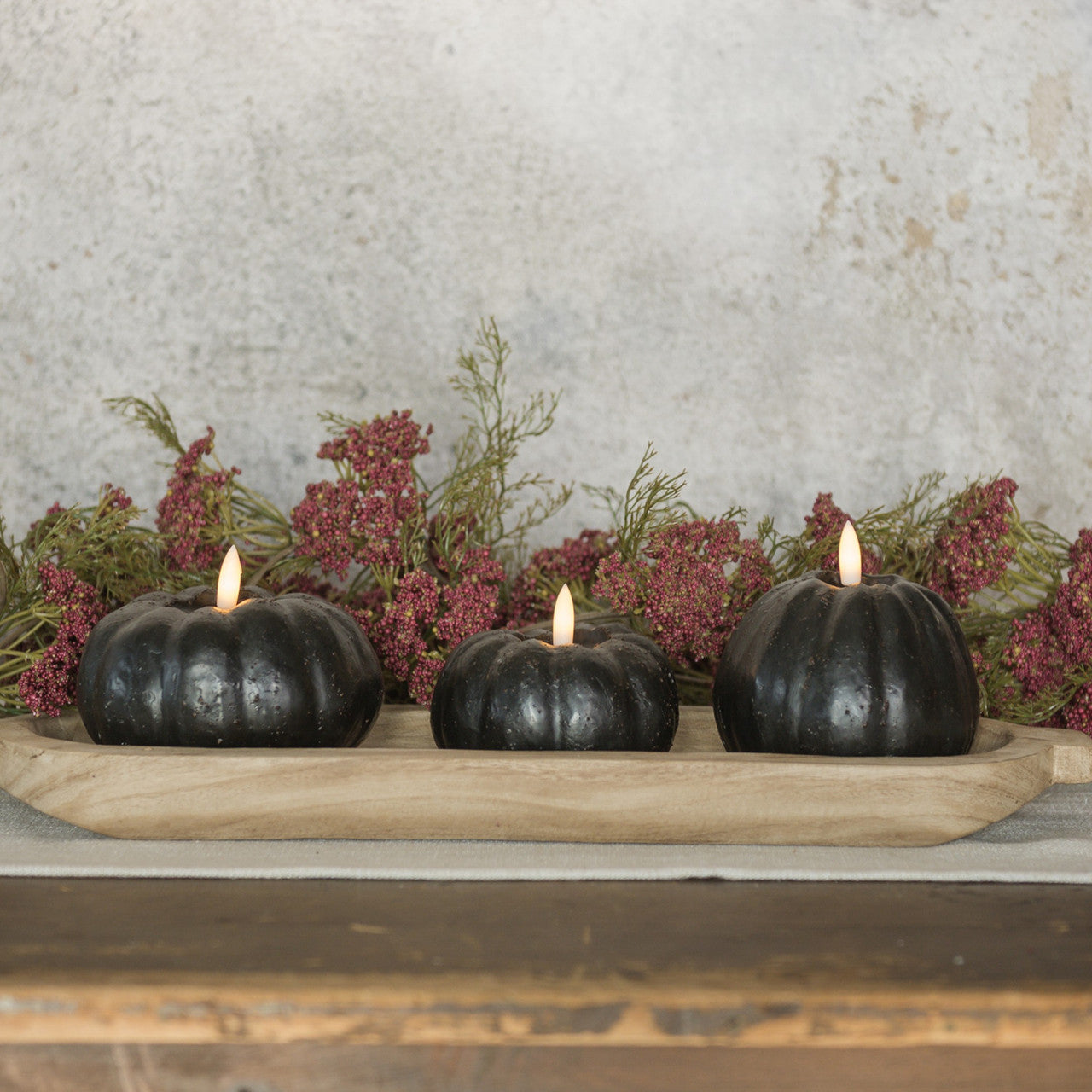 Black 3D Flame Short Pumpkin Candle | 3"