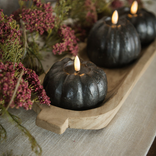 Black 3D Flame Short Pumpkin Candle | 3"