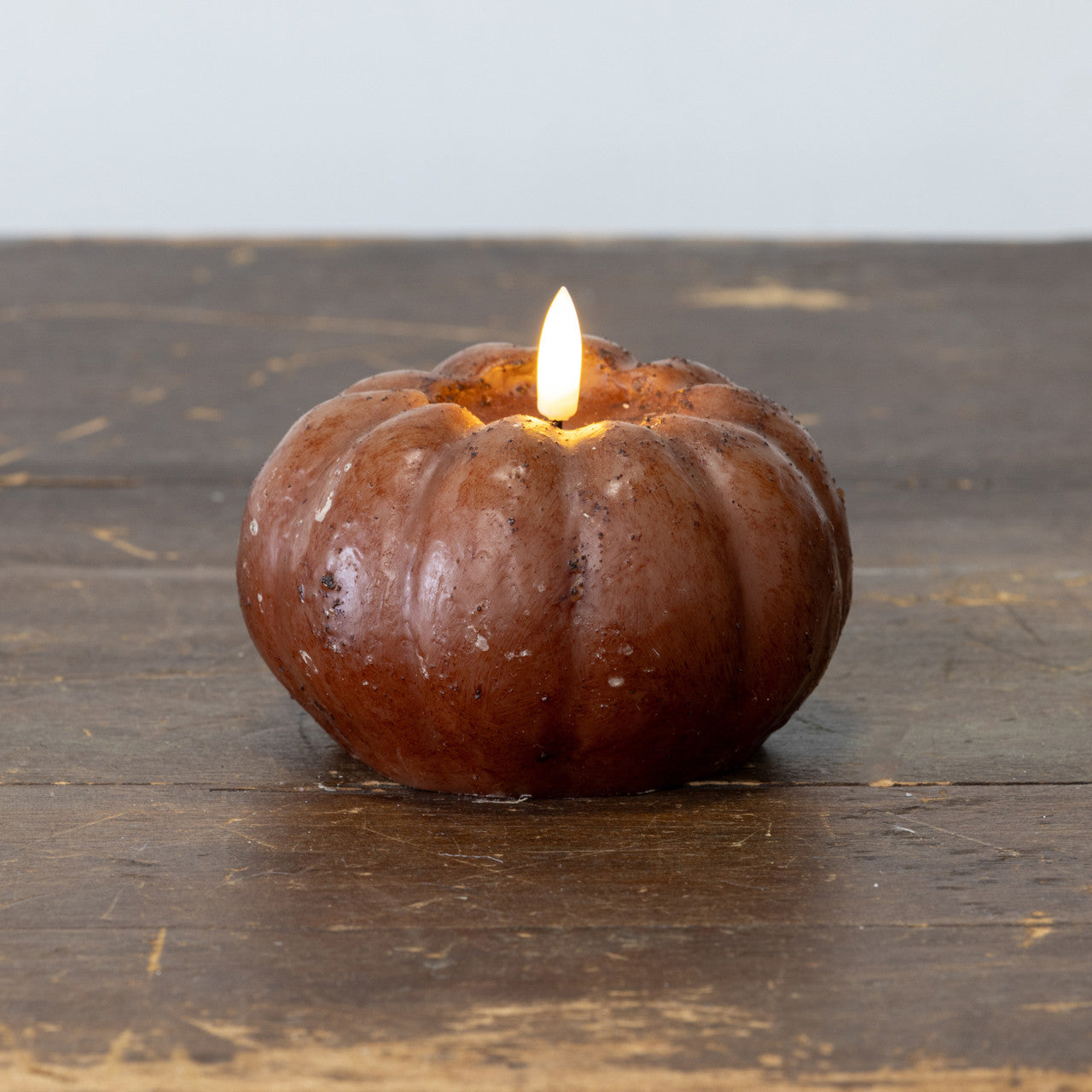 Bronze 3D Flame Short Pumpkin Candle | 3.5"