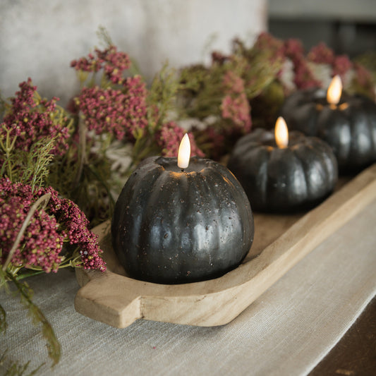 Black 3D Flame Tall Pumpkin Candle | 4"