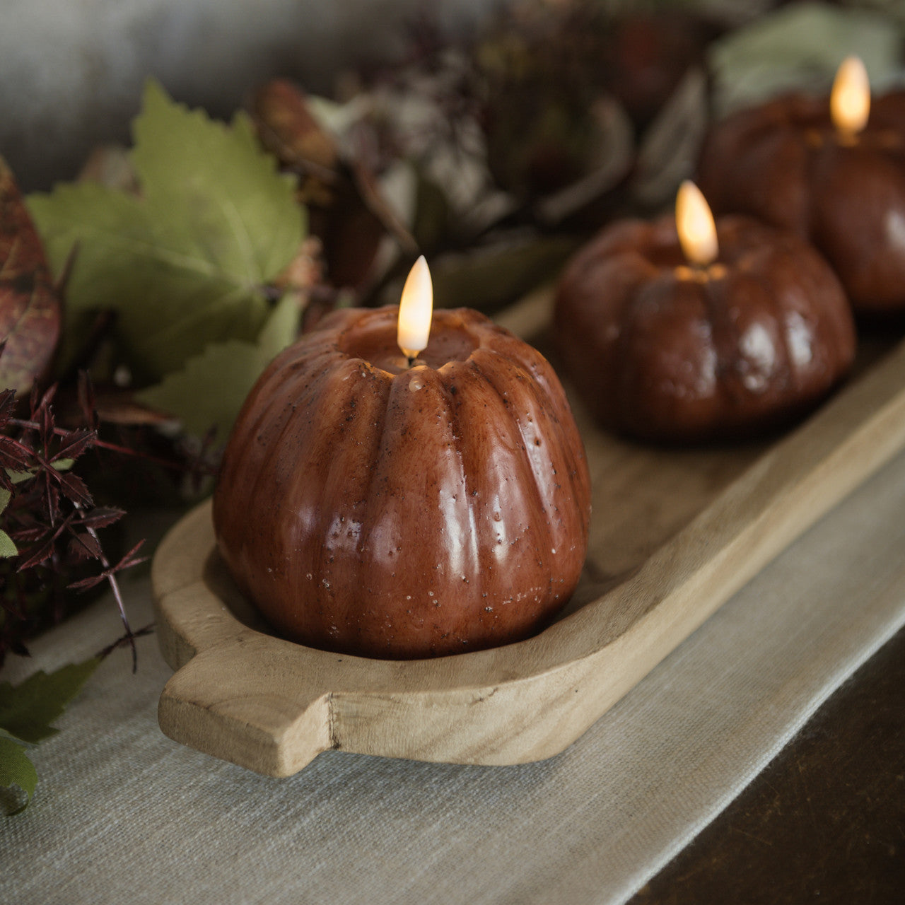 Bronze 3D Flame Tall Pumpkin Candle | 4"