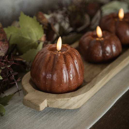 Bronze 3D Flame Tall Pumpkin Candle | 4"