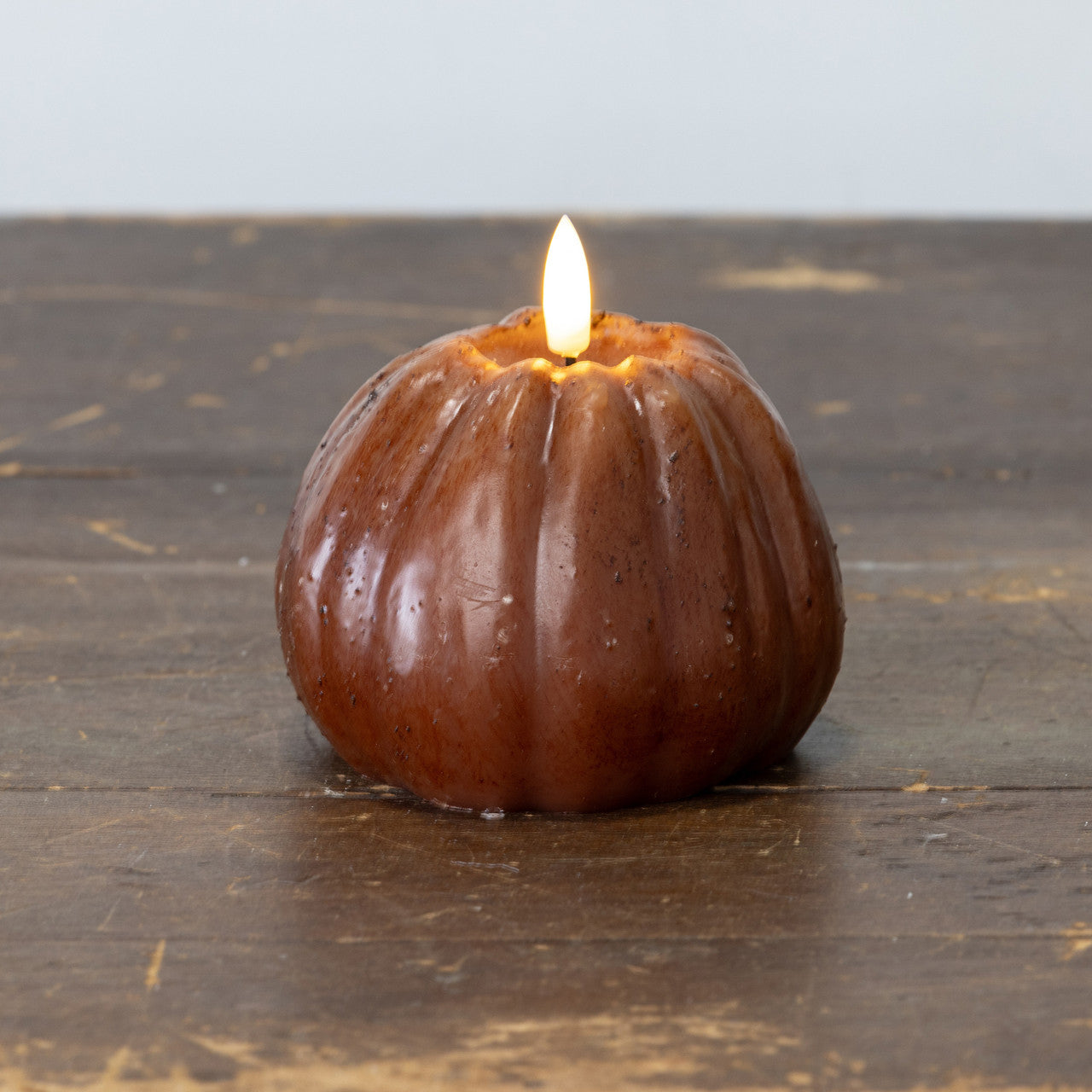 Bronze 3D Flame Tall Pumpkin Candle | 4"