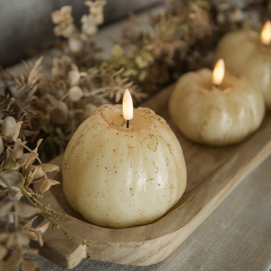 Cream 3D Flame Tall Pumpkin Candle | 4"