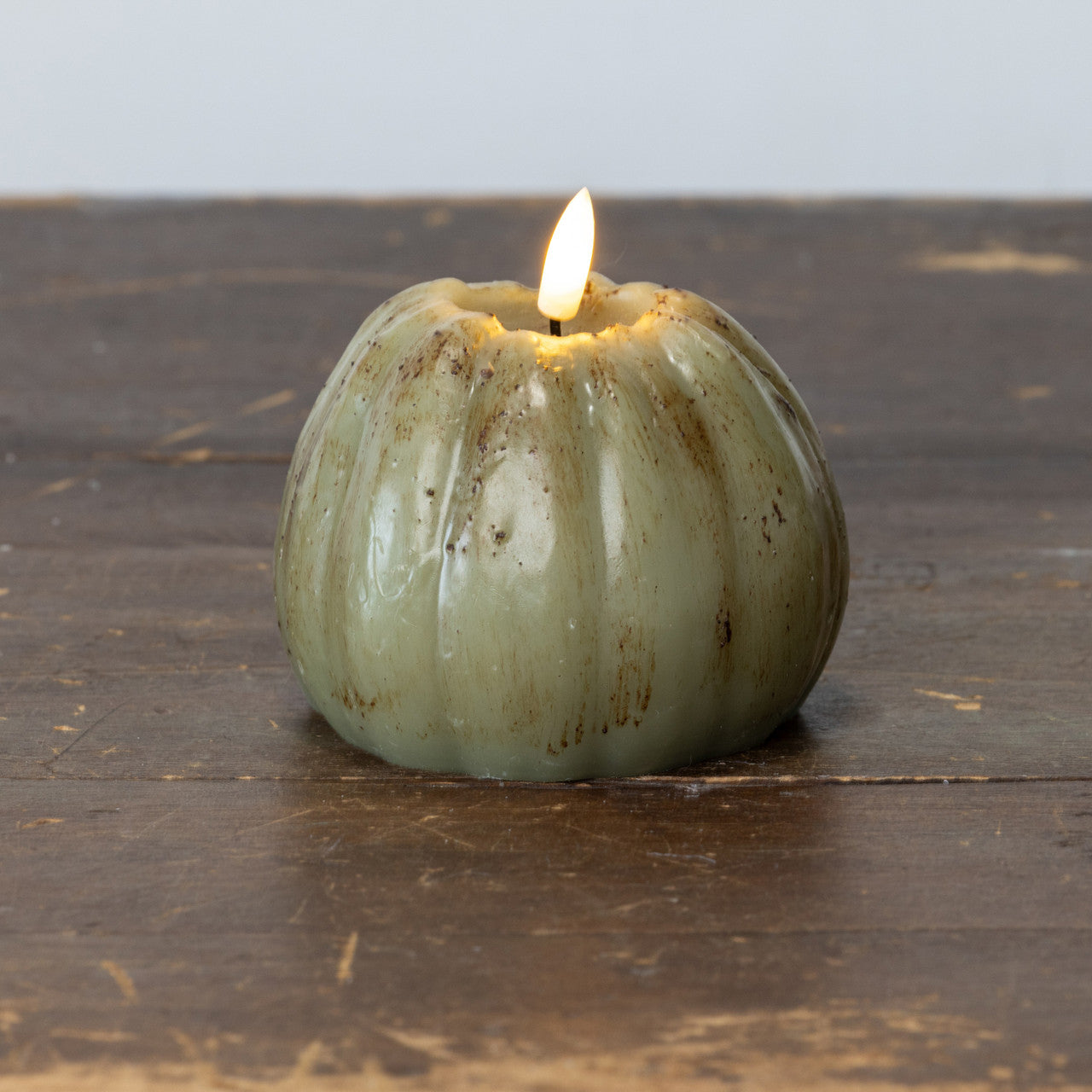 Green 3D Flame Tall Pumpkin Candle | 4"