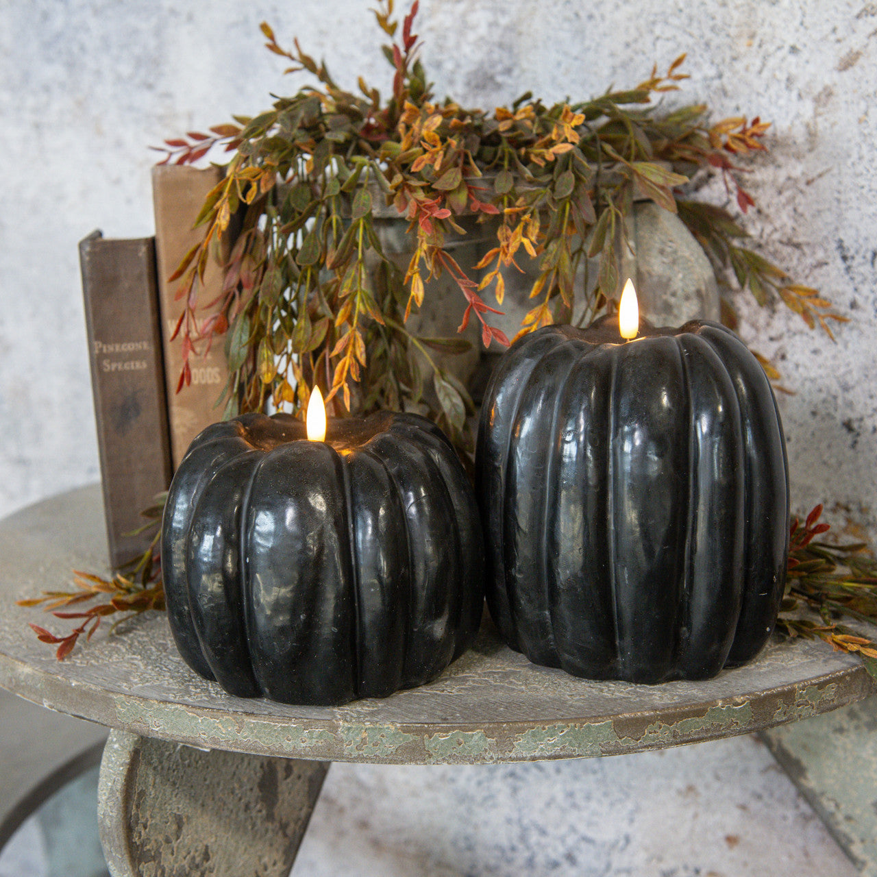 Black 3D Flame Tall Pumpkin Candle | 5"