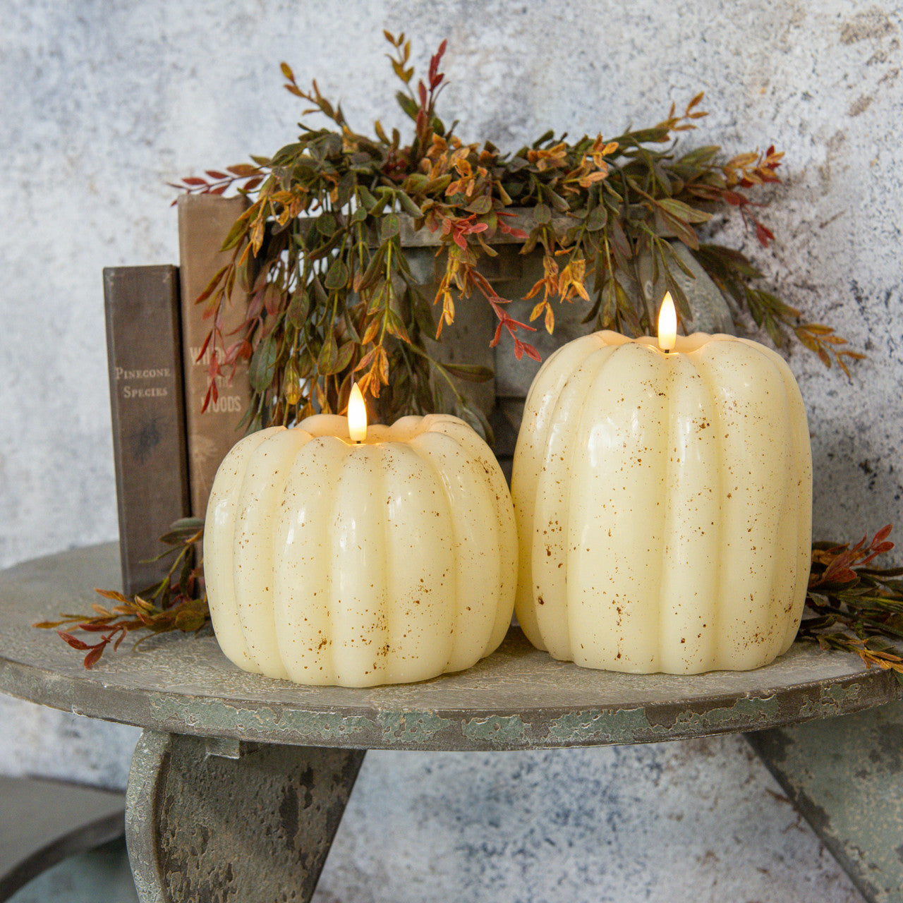 Cream 3D Flame Tall Pumpkin Candle | 5"