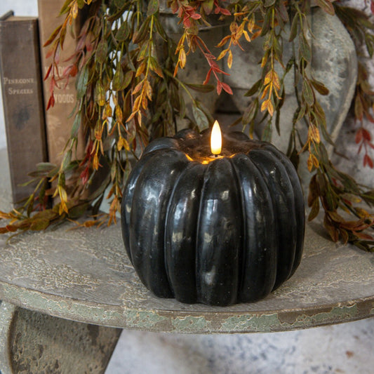 Black 3D Flame Tall Pumpkin Candle | 5"