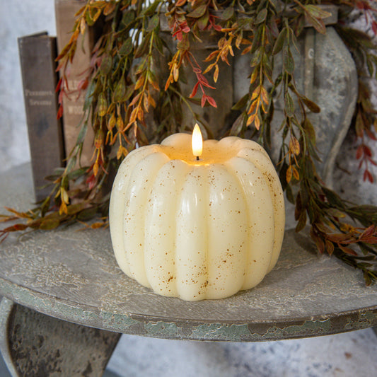 Cream 3D Flame Tall Pumpkin Candle | 5"